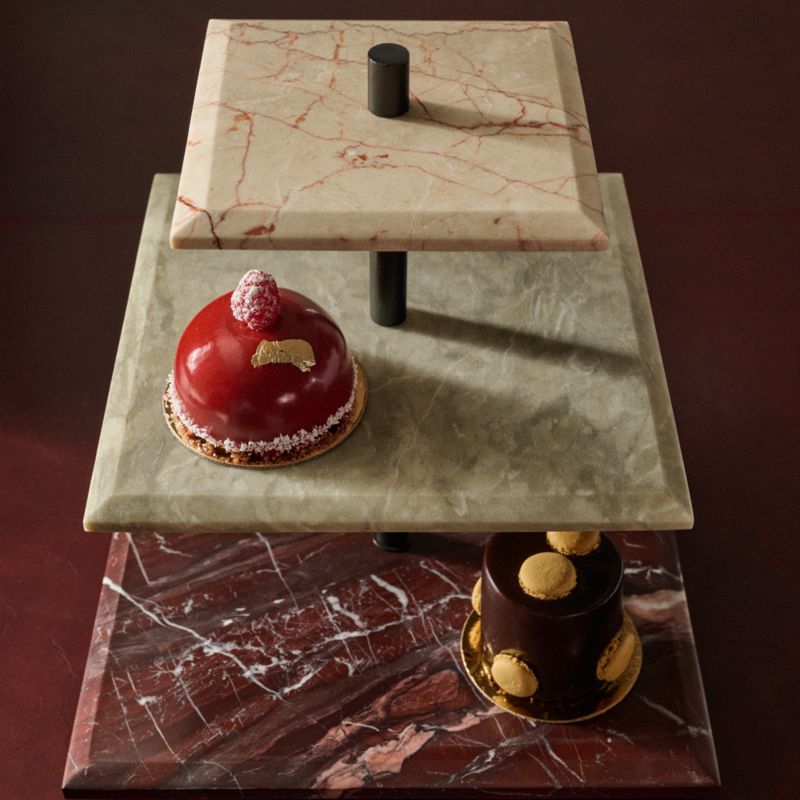 Azure Multi-Colored Marble 3-Tier Server By Nina Garcia - image 1 of 6