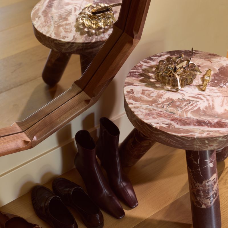 Jaxx Round Red Marble Side Table - image 4 of 9