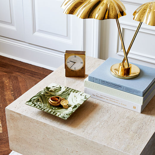 Enyo Square Travertine Side Table