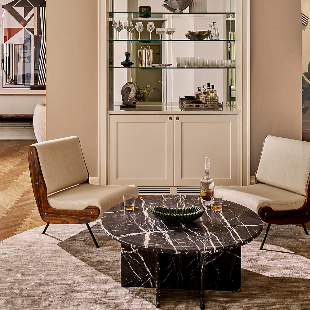 Cb2 black marble online coffee table