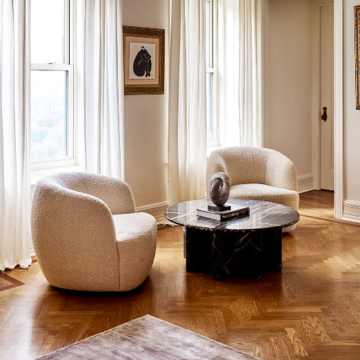 Gwyneth Ivory Boucle Swivel Chair by goop