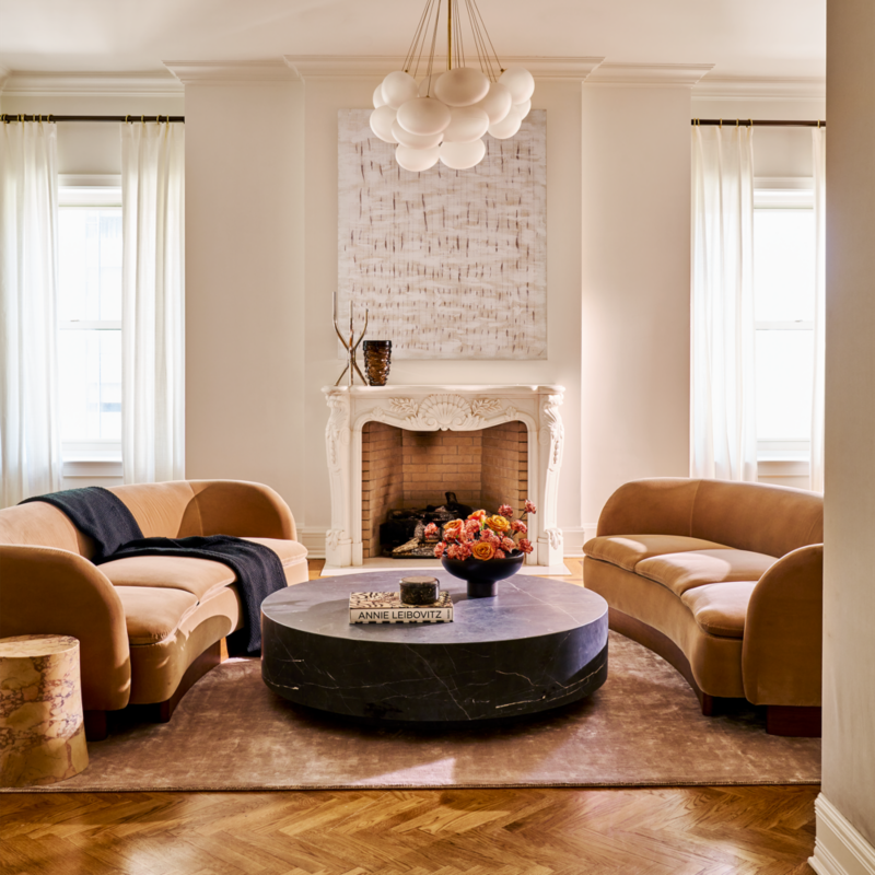Muir 90" Camel Velvet Curved Sofa - image 2 of 13