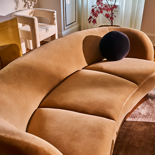 Muir 90" Camel Velvet Curved Sofa