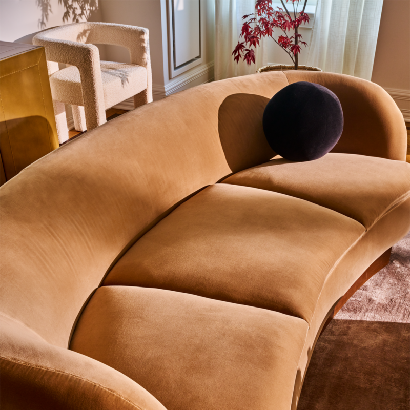 Muir 90" Camel Velvet Curved Sofa - image 9 of 13