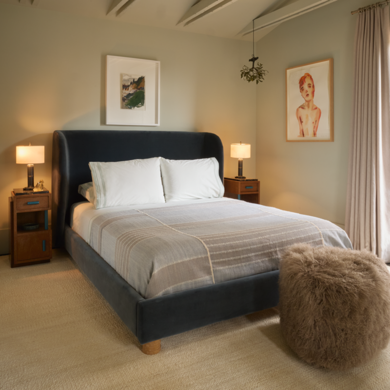 Jackson Denim Blue Velvet Upholstered King Bed - image 9 of 10