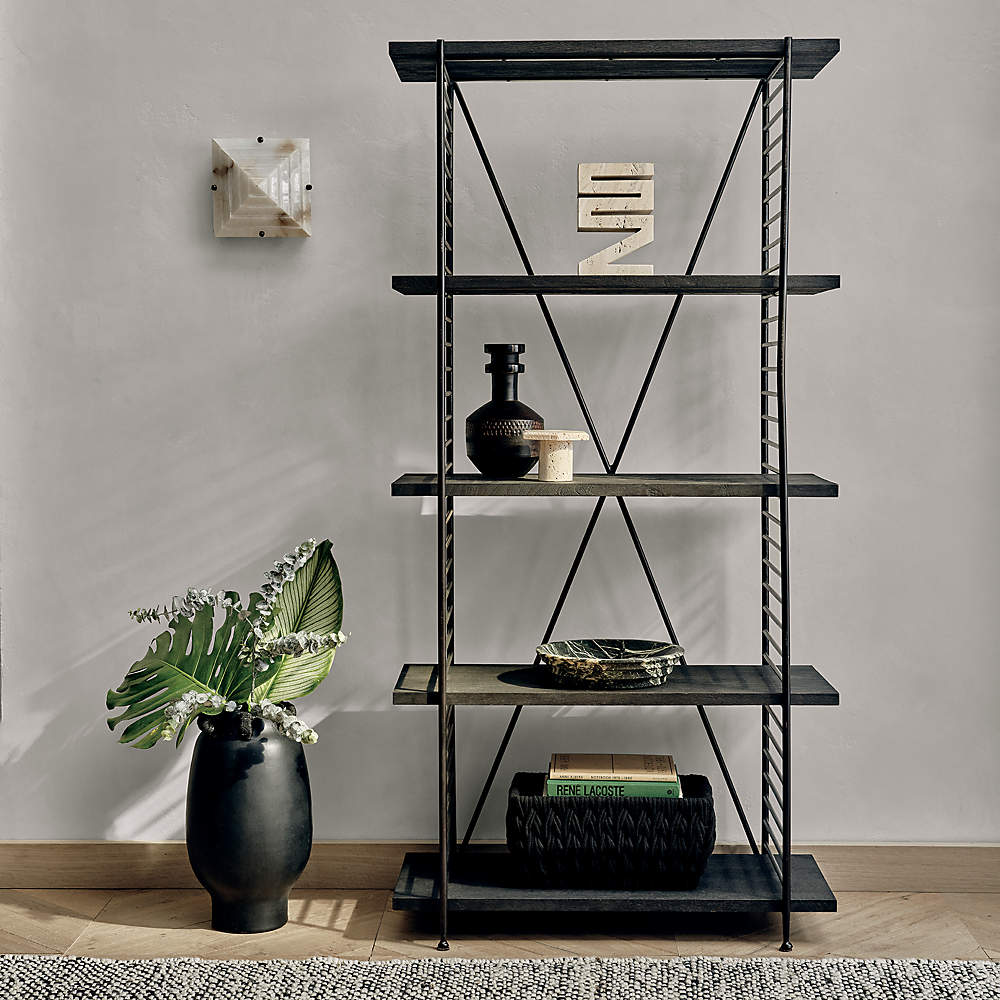 Scala Modern Black Wood Bookshelf with Metal Frame Reviews CB2