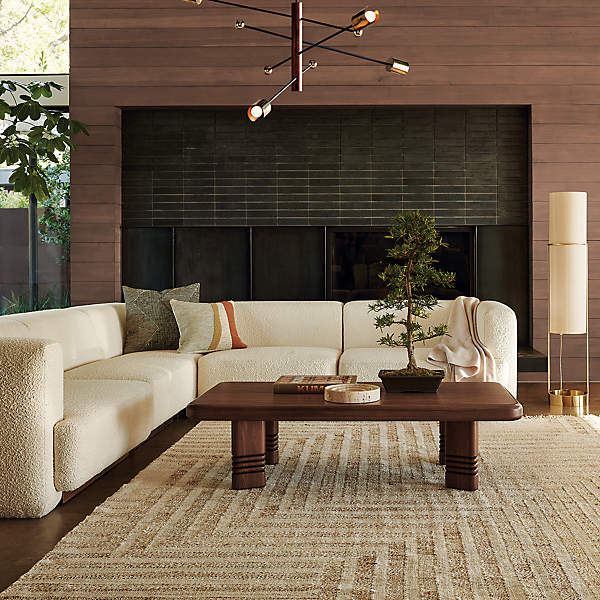 Terrain Modern 5 Piece L Shaped Ivory Boucle Sectional Sofa with