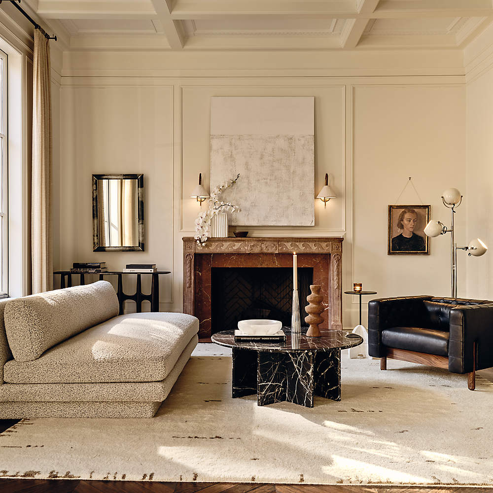 Cb2 black marble online coffee table