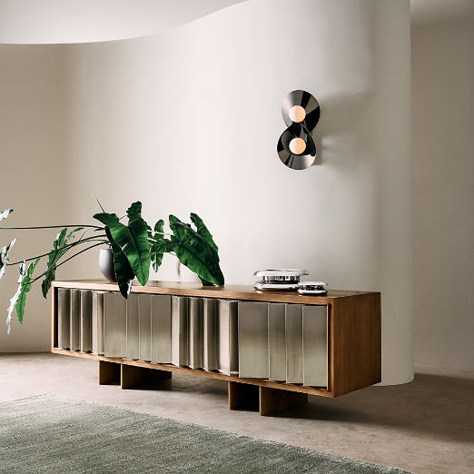 Kibo 83" Steel and Oak Wood Media Console by Kravitz Design
