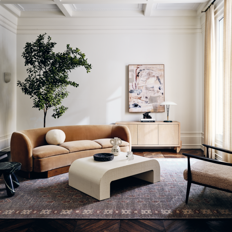 Muir 90" Camel Velvet Curved Sofa - image 10 of 13