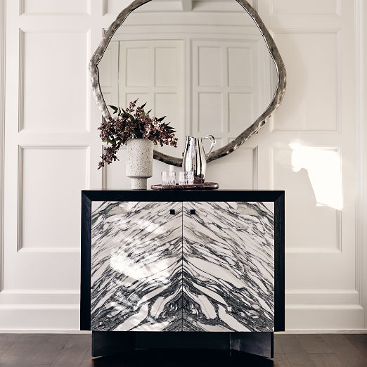 Abel Black Round Wall Mirror 48"