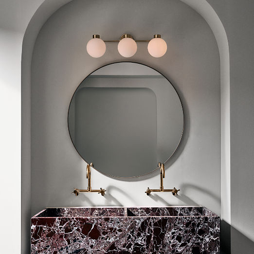Marra 3-Light Polished Unlacquered Brass Globe Vanity Light