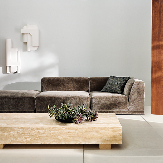 Faible Grey Performance Velvet Deep Depth Ottoman