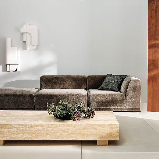 Faible Grey Performance Velvet Deep Depth Ottoman