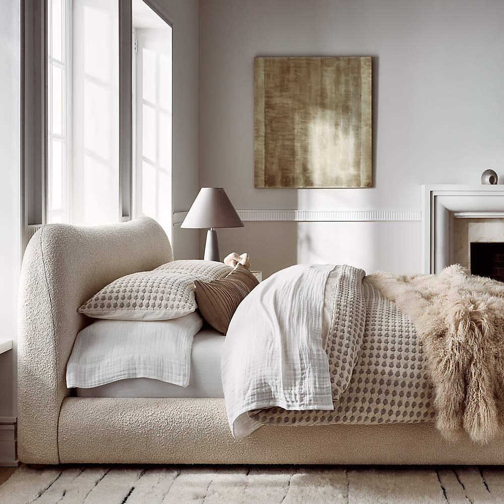 White boucle hot sale bed