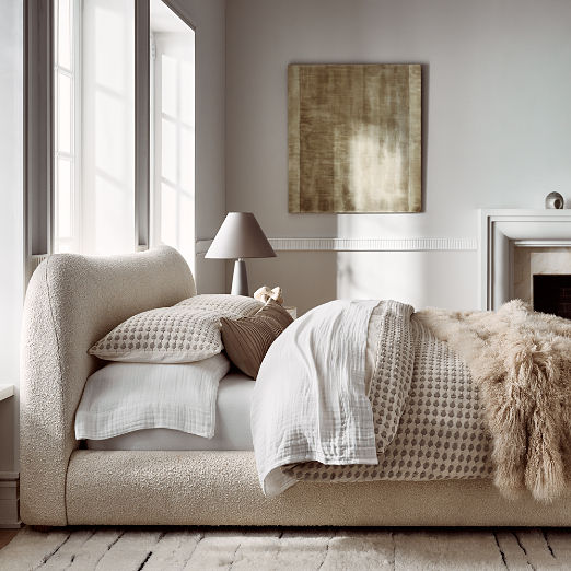 Diana White Boucle Upholstered King Bed