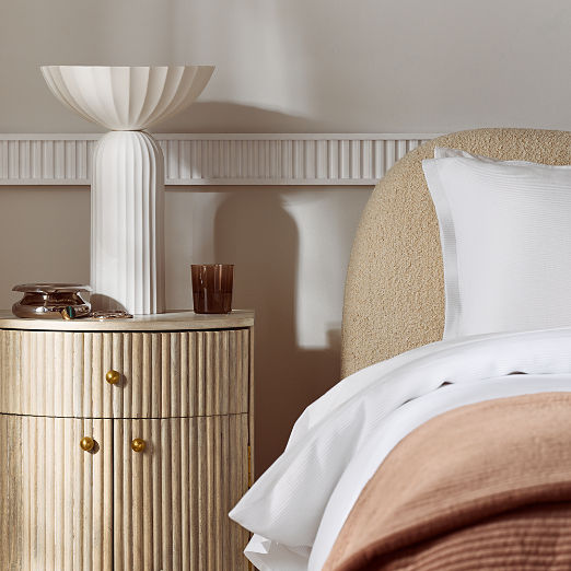 Cameo 20" Fluted Whitewashed Wood Nightstand with Drawer Set of 2