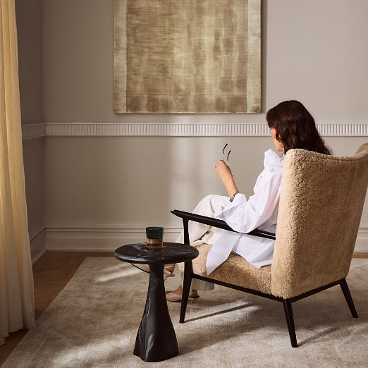 Espira Round Black Marbled Resin Side Table