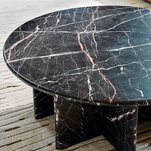 Pasar 42" Round Black Marble Coffee Table