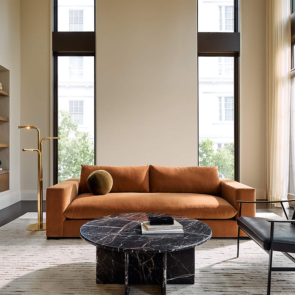 Cb2 black store marble coffee table