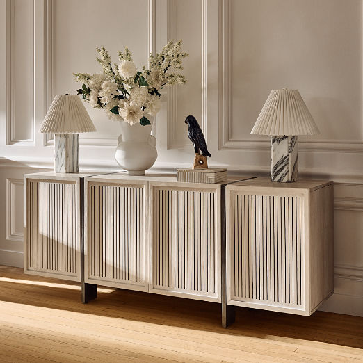 Costela 74" White Wash Acacia Wood Credenza