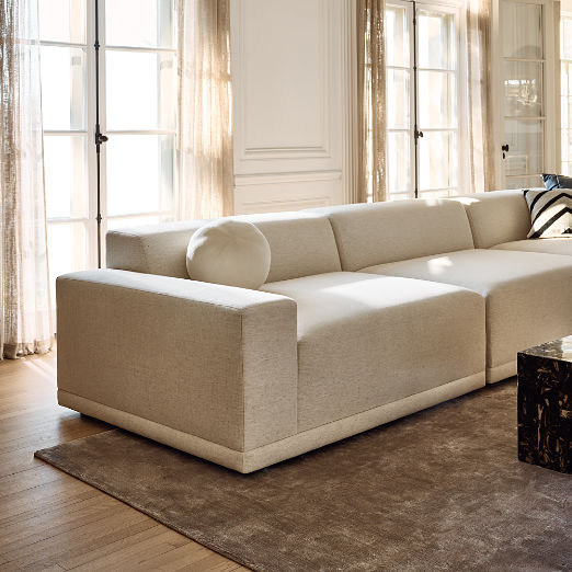 Faible 4-Piece L-Shaped White Performance Linen Sectional Sofa with Left-Arm