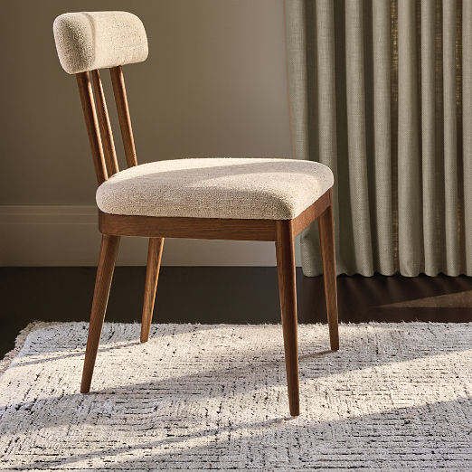 Arcos Oak Wood and Ivory Upholstered Dining Chair