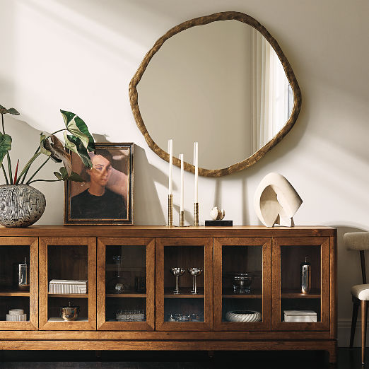 Truman 93" Acacia and Glass Door Credenza