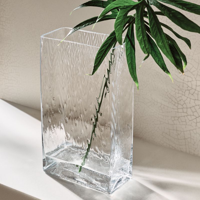 Vumi Rectangular Clear Patterned Glass Vase - image 4 of 6