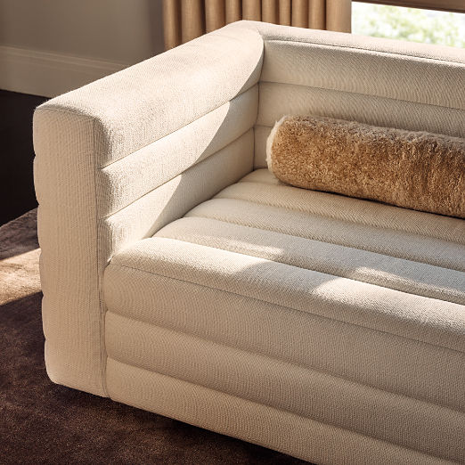 Strato Channeled Ivory Performance Fabric Sofa (80"-103")