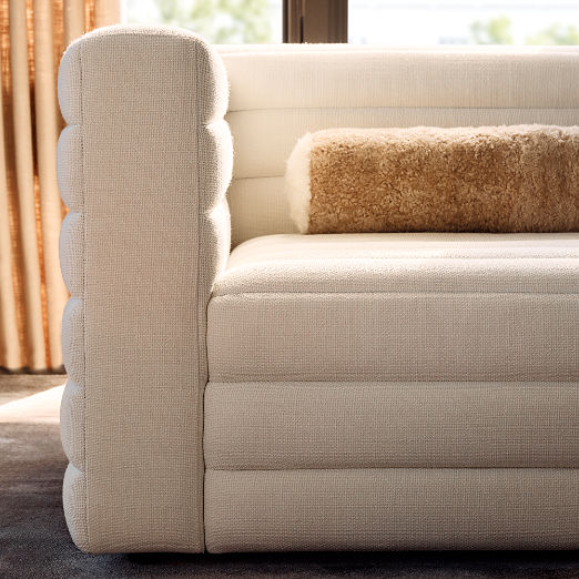 Strato 4-Piece L-Shaped Channeled Ivory Performance Fabric Sectional Sofa