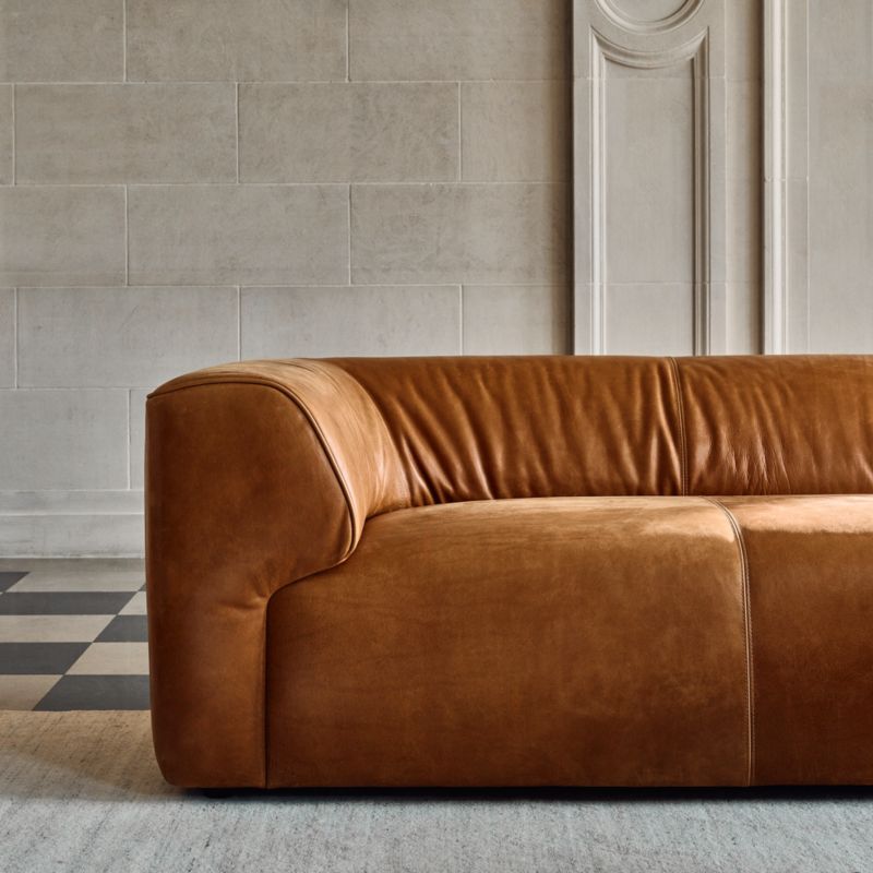 Rodez 88" Saddle Leather Apartment Sofa - image 4 of 12