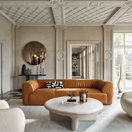 Rodez 88" Saddle Leather Apartment Sofa
