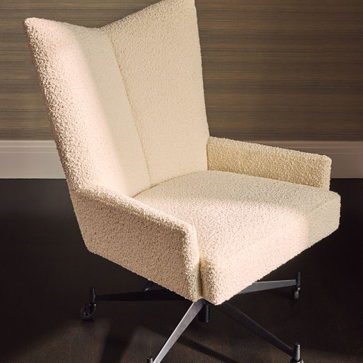Bowtie Cream Boucle Office Chair Model 3002 by Paul McCobb
