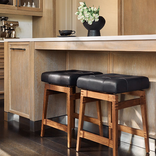 Briosco Black Leather Counter Stool by Gianfranco Frattini