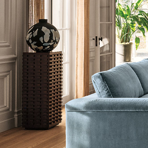 Toron Dark Brown Acacia Wood Tall Pedestal Table