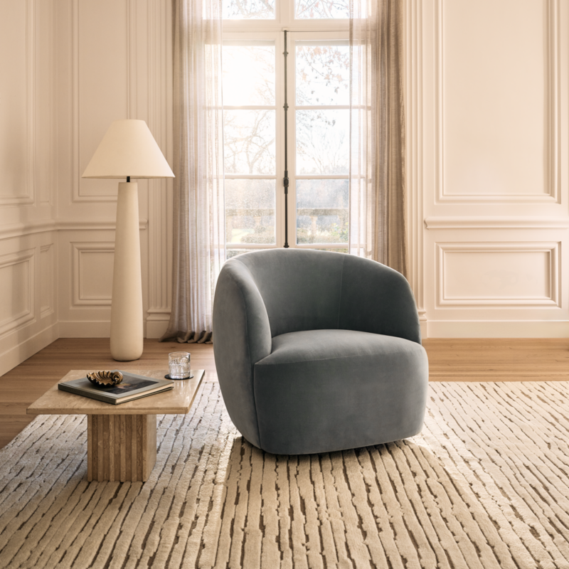 Gwyneth Light Blue Velvet Swivel Chair by goop - image 14 of 17