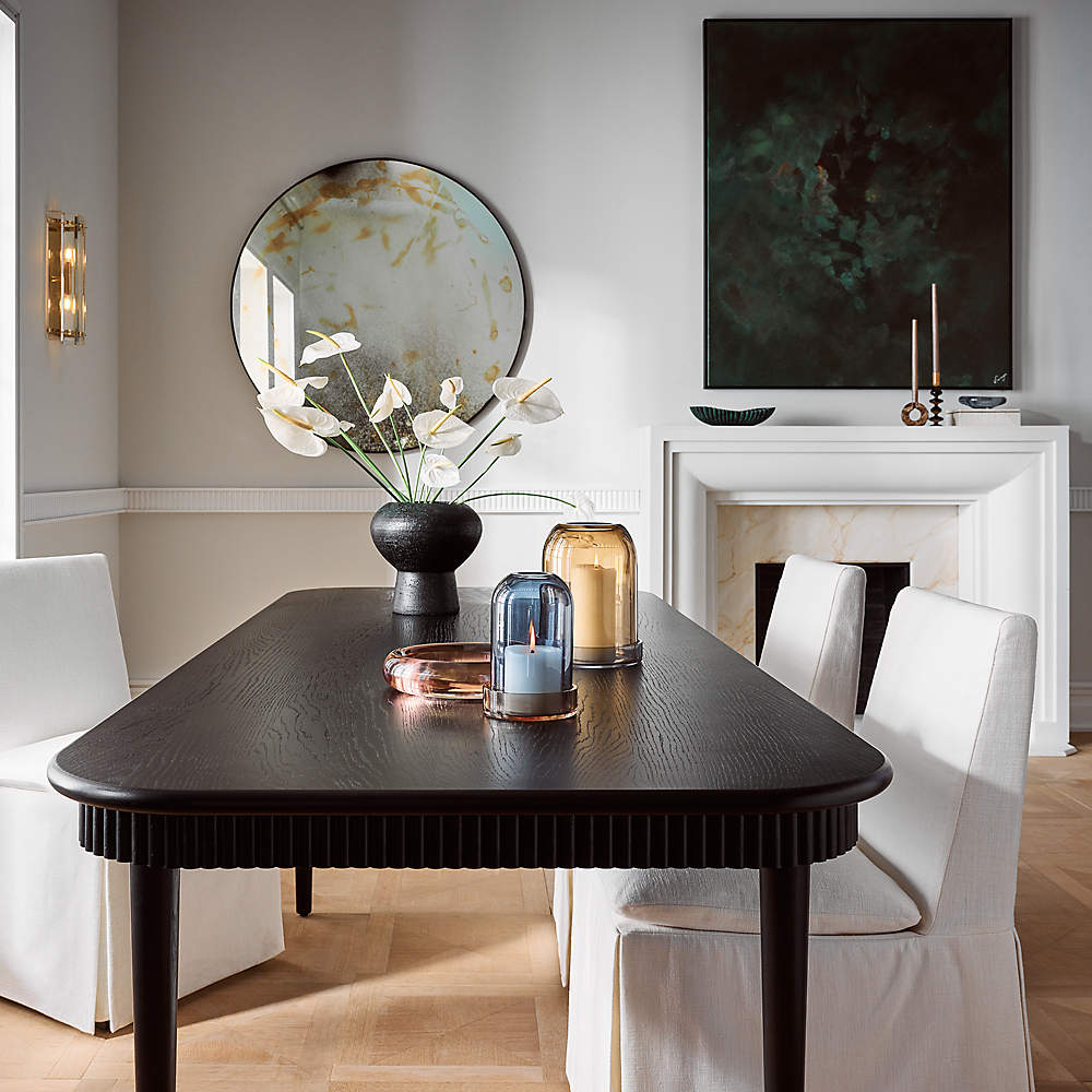 Providence Rectangular Black Ebonized Oak Wood Dining Table 90