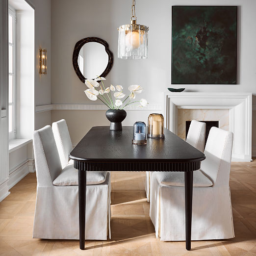Providence 73"-103" Rectangular Black Ebonized Oak Extendable Dining Table