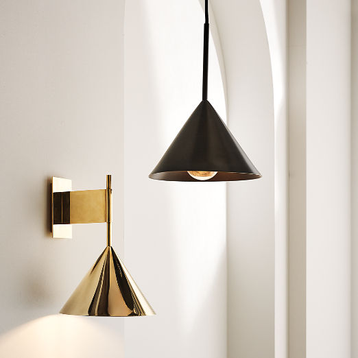 Tolio Blackened Brass Conical Pendant Light