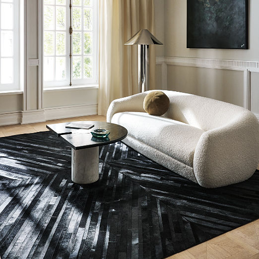 Naho Black Patchwork Hide Area Rug