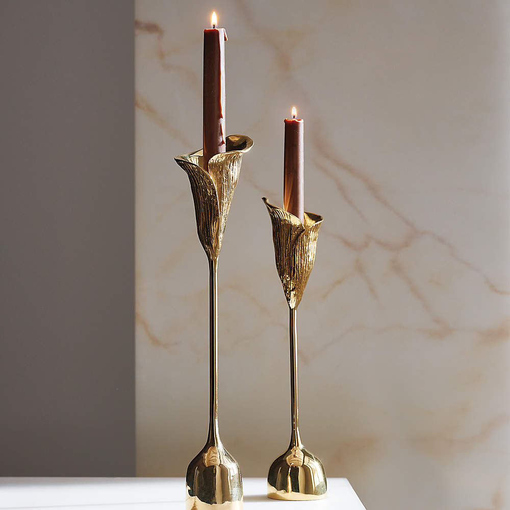 Set Of 3 Antique Brass Finish Metal Taper Candle Holders – Hudson & Vine