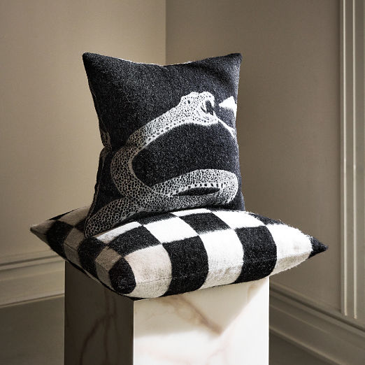 Peyote Black Alpaca Throw Pillow with Down-Alternative Insert 20"