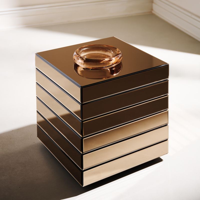 Lamella Bronze Mirror Storage Side Table - image 3 of 8