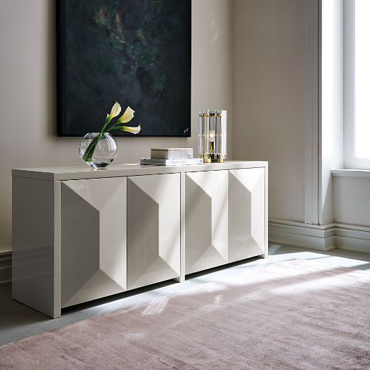 Cairo 72" Warm White High-Gloss Lacquered Credenza