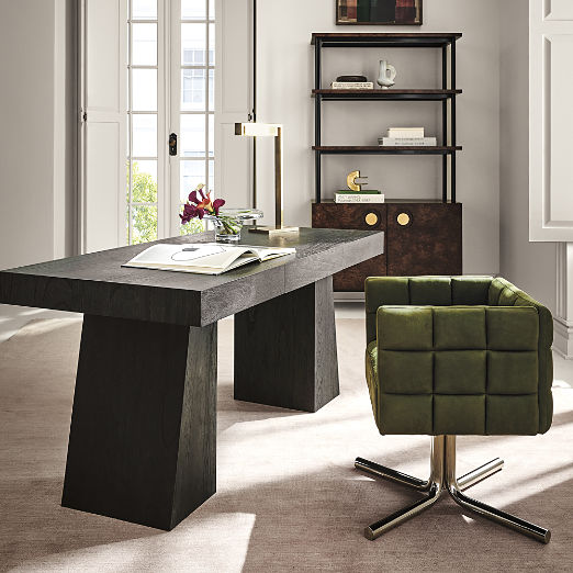 Ridge 66" Black Wood Desk with Drawer
