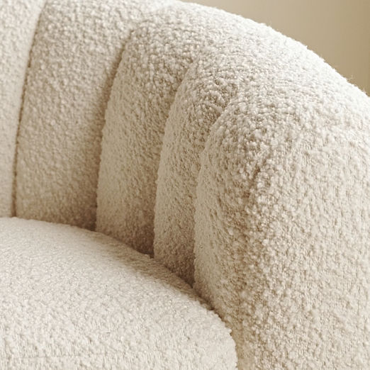 Fitz Channeled White Boucle Swivel Chair