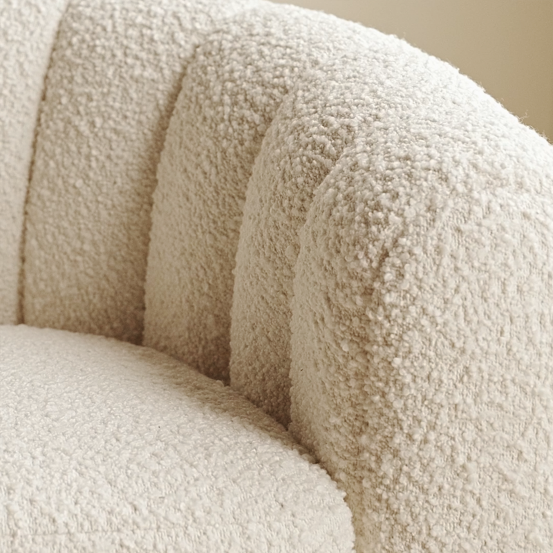 Fitz Channeled White Boucle Swivel Chair - image 9 of 14