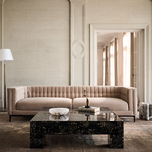Ambroise 104.75" Light Taupe Velvet Sofa