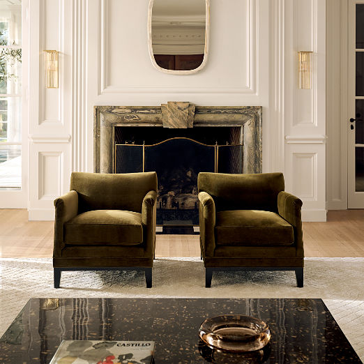 Olson Olive Green Velvet Accent Chair Set of 2